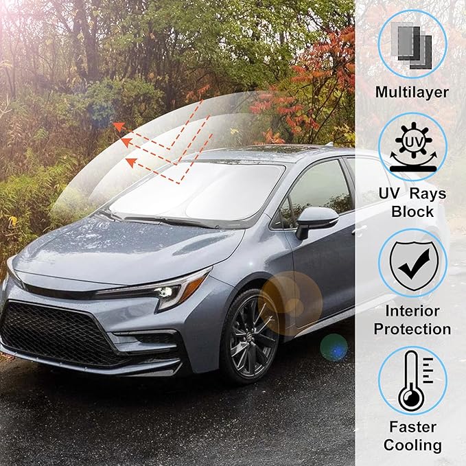 Windshield Sun Shade Fit for 2020-2024 2025 Toyota Corolla Accessories (Not for Corolla Cross) Window Sunshade Protect Car from Sun Rays
