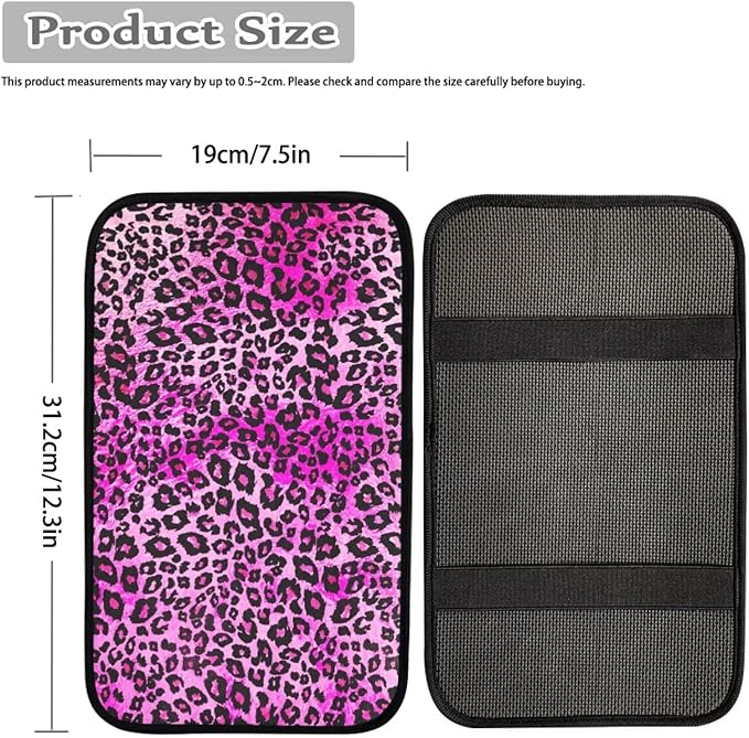 Purple Leopard Print Armrest Cover for Car,Soft Car Center Console Covers,Universal Cars Interior Accessories Decor