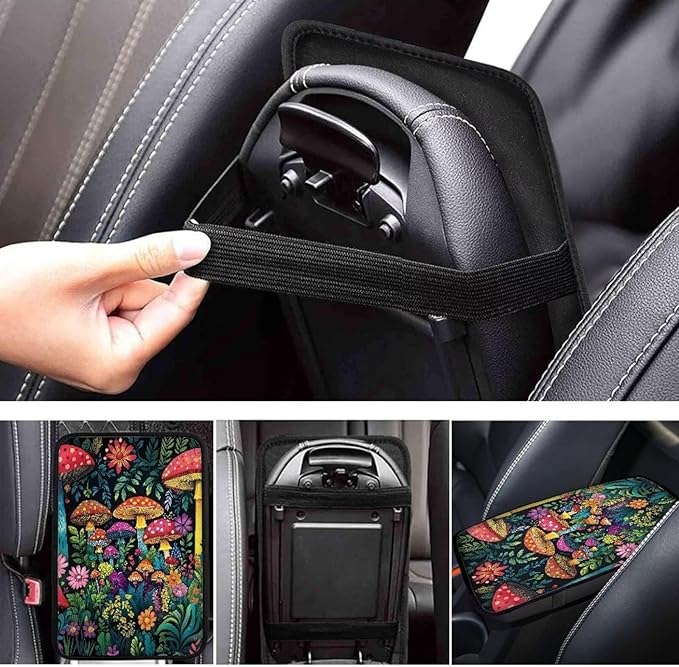 Art Mushroom Arm Rest Cover Car Easy to Install Car Console Covers Vehicle Armrest Cover Vehicle Accessories 12.3 x 7.5 Inch Fit for Most Cars, Vehicles, SUVs