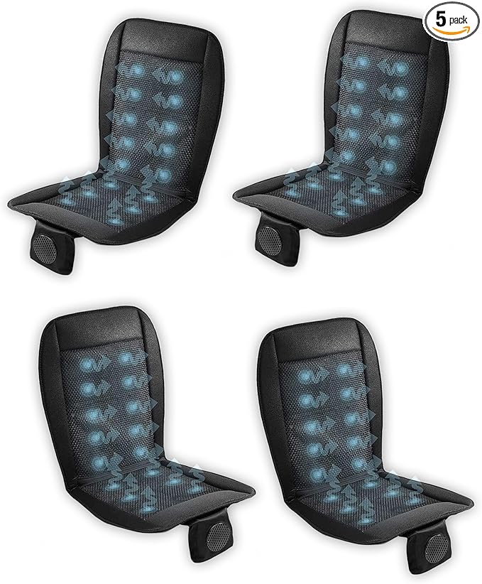 ZONETECH Black Cooling Car Seat Cushion 4-Pack 12V Automotive Adjustable Temperature Comfortable Cooling Car Seat Cover