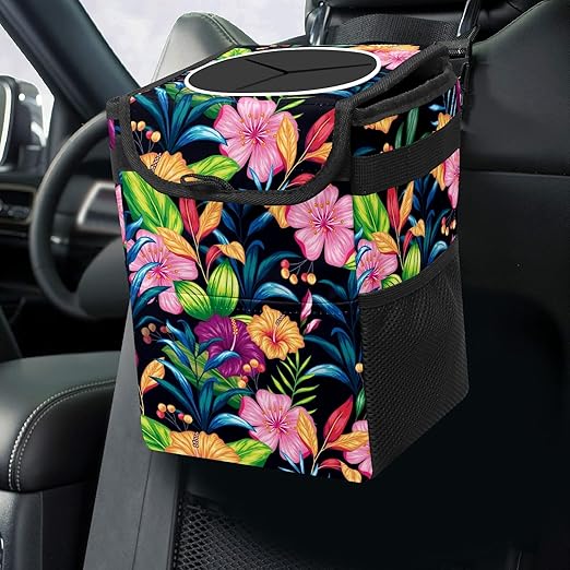 GVGHIDZ Car Trash Can – Multi-Purpose, Lightweight and Portable with Durable Water-Resistant Coating, No Installation Required, Practical and Ample Capacity, Variety of Colors.Rose Flower