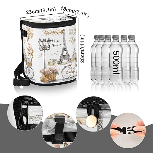 MNSRUU Car Trash Can with Lid, Eiffel Tower Flower Basket Bicycle Car Trash Bag Hanging Organizers and Storage for Front Back Seat, Leak-Proof Trash Bin
