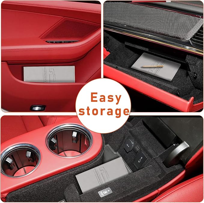 Kewucn Car Registration and Insurance Card Holder, Leather Auto License Document Glove Box Compartment Organizer, Essentials Vehicle Wallet Case for Driver License, ID Card (Gray)