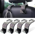 LivTee Car Seat Headrest Hook, Auto Seat Hook Hangers Storage Organizer Interior Accessories for Purse Coats Umbrellas Grocery Bags Handbag, 4-Pack(Bling Colorful)