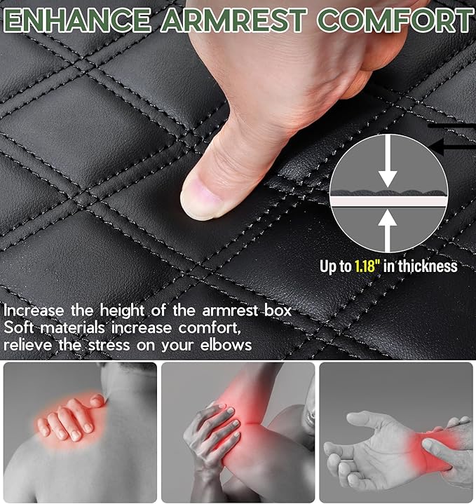 Center Console Cover for Ford F150 2021 2022 2023 2024 2025 Truck Interior Accessories, PU Leather Armrest Middle Console Cover Anti-Scratch Protector Cushion Pad (Bucket Seat Only)