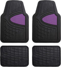 TLH Premium Tall Channel Rubber Car Trimmable Floor Mats - Heavy-Duty Purple Rubber Floor Mats, Universal Fit Full Set, Climaproof™ Floor Mats, Trimmable Floor Mats for Most Sedan, SUV, Truck
