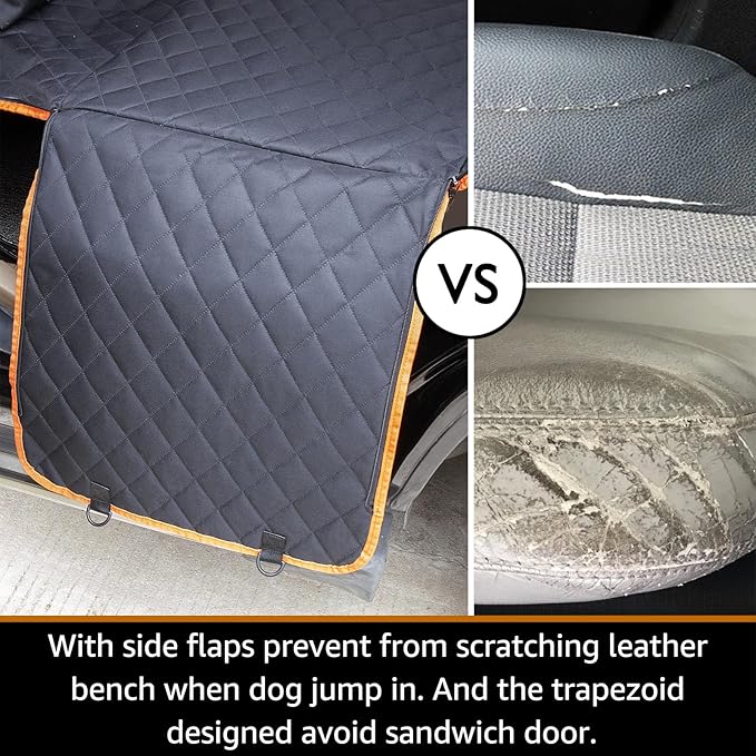 iBuddy Dog Car Seat Covers 100% Waterproof, Dog Seat Cover with Side Flaps from Scratching, Pet Seat Cover for Back Seat of Car/SUV/Truck Machine Washable…