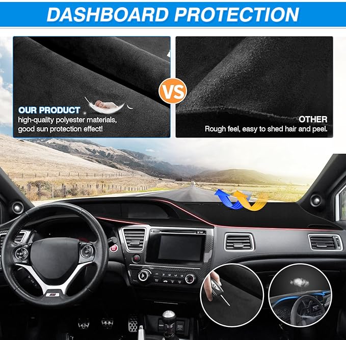CARTIST Custom Fit for Dashboard Cover Honda Civic 2012 2013 2014 2015 Dash Board Cover Mat Non-Slip Pad Carpet Sunshield Protector