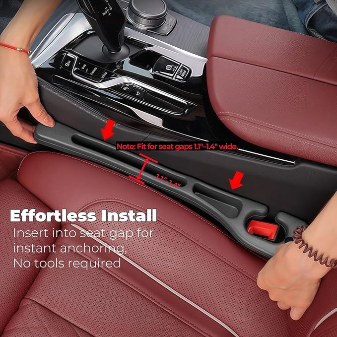 Yicplu Car Seat Gap Filler, 2-Pack Universal Fit Car Seat Gap Plug Anti-Drop with Storage, Soft Foam to Fill The Gap Between Seat and Console, Auto Accessories for SUV Truck Sedan