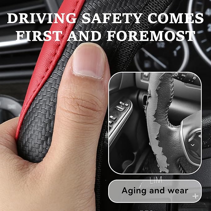 Car Steering Wheel Cover, 15 inch Carbon Fiber Microfiber PU Leather Elastic Steering Wheel Protector for Men Women,Universal Durable Car Decorative Fit for Most Cars, Trucks, SVU(Purple)