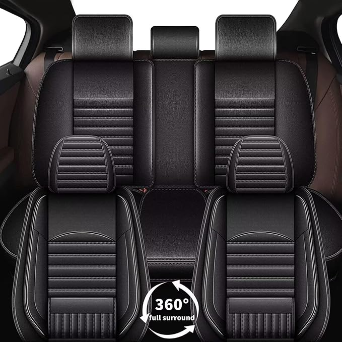 TTX LIGHTING Car Seat Covers Fit for Dodge Dart 2013-2016 Seat Covers Full Set 5 Seats Waterproof Faux Leather Car Seat Cushion Protector Compatible Airbag(Black)