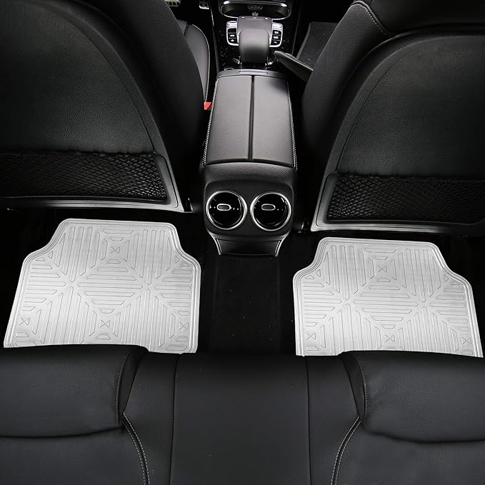 FH Group Automotive Floor Mats - Heavy-Duty Metallic Rubber Floor Mats for Cars, Universal Fit Full Set, Climaproof Floor Mats, Trimmable Floor Mats for Most Sedan, SUV, Truck Floor Mats Silver