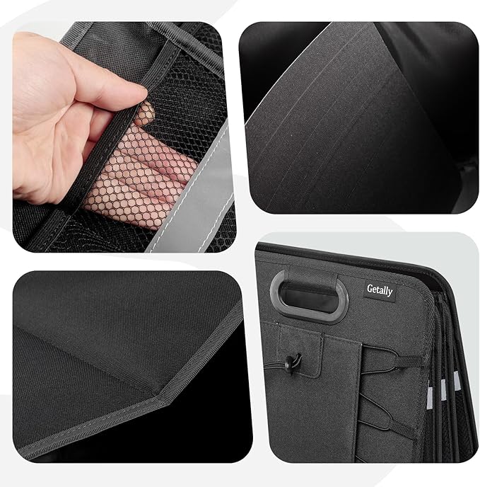 Getally Trunk Organizer for Car， Collapsible Trunk Organizer with Multi Pockets, 3 Compartments Storage Organizer for Car SUV, Truck, Sedan