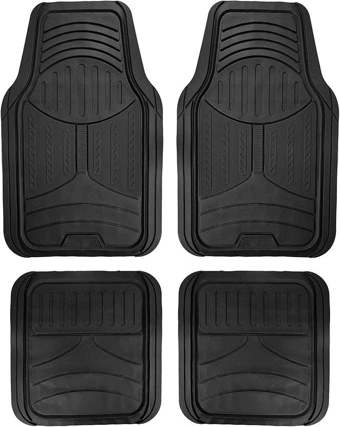 TLH Monster Eye Car Trimmable Floor Mats - Heavy-Duty Black Rubber Floor Mats for Cars, Universal Fit Full Set, Climaproof™ Waterproof Floor Mats for Most Cars, Sedan, SUV, Truck Floor Mats