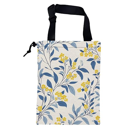 KXWQTRDD Car Trash Bag Fall Yellow Berries and Leaves Leak-Proof Car Garbage Bag with Drawstring Foldable Canvas Trash Bin with Adjustable Buckle for Car Accessories, Travelling, Camping