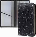 Car Registration and Insurance Document Holder,Bling Rhinestone Organizer Leather Vehicle Glove Box Organizer Car Holder Magnetic Closure Driver License Card Wallet Case (Black)
