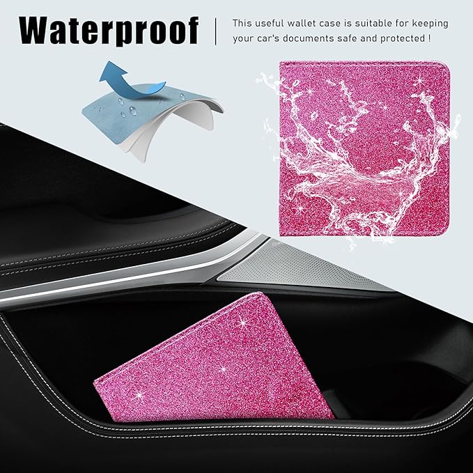 Ziciner Car Registration and Insurance Holder, Auto Card Document Glove Box Organizer with Magnetic Closure, Universal Vehicle Interior Accessories for Cars SUVs (Red-Small)