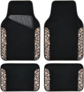 CAR PASS Bling Diamond Car Floor Mats, Shining Rhinestone Carpet Sparkly Glitter Crystal with Anti-Slip PVC Heel Pad Waterproof Universal Fit Automotive SUV,Sedan,Van,Cute Girl Women,4pcs Gold Leopard