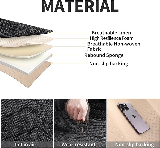 hoozoom Linen car Seat Covers Breathable Cloth Fabric Seat Protector Front seat Covers Universal Fit for 95% Automotive, Car, Van, SUV, Trucks（Black，2PCS）