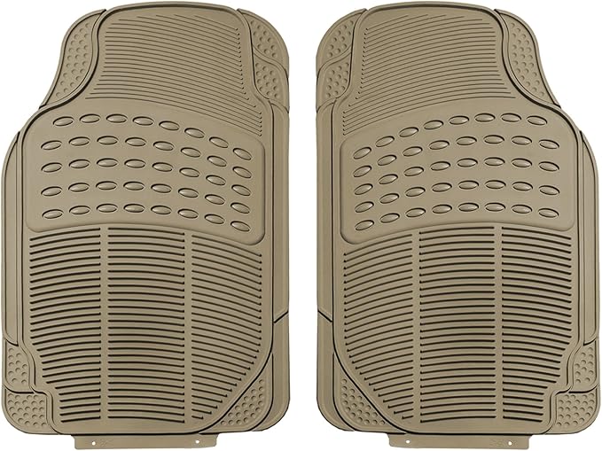 WYLF Automotive Floor Mats Climaproof Trimmable Non-Slip Vinyl Floor Mats-Full Set BEIGEfor Cars, Universal Fit, Floor Mats for Sedan, SUV, Truck Floor Mats