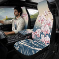 Oramclsy Cherry Blossom Car Seat Covers Set with PU Breathable Armrest Pad Seatbelt Pad 5 Pack Car Accessories Interior Decor Universal Size