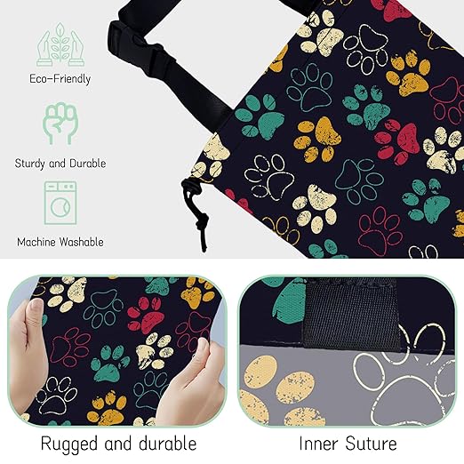 NHNXHWIA Colorful Paw Car Trash Bag,Hanging Drawstring Car Garbage Bag, Waterproof Canvas Car Back Seat Organizer with Adjustable Buckle, for Vehicles, SUVs, Camping, Road Trips