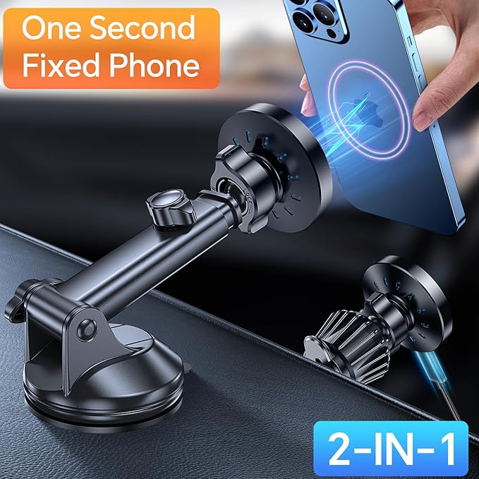 Coolpow for MagSafe Car Mount Charger【Ultra Magnet】Magnetic Phone Holders for Your Car Charger【Windshield+Vent+Dash】Magnetic Wireless Car Phone Holder Mount Charger Car Accessories for iPhone 17 16 15