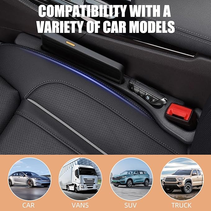 FFKQBH No Drop Seat Guard, Car Seat Gap Filler, Drop seat Gap fillers Between Seat and Console Stop Things from Dropping (Beige)
