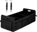 YSSOA Multi Compartments Car Trunk Organizer, 600D Anti-slip Waterproof Oxford Polyester Car Storage, with Adjustable Strap, 15"D x 32"W x 12"H Collapsible Trunk Storage, for SUV, Truck, Black