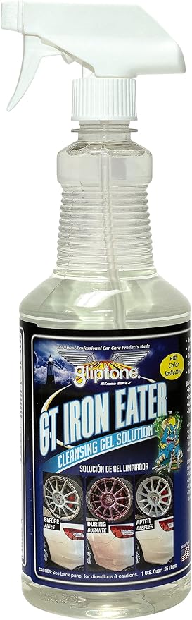 Gliptone GT Iron Eater pH Neutral Wheel Cleaner Gel, Fast Acting, Color Changing Formula for Safe and Powerful Brake Dust & Iron Deposit Removal, Acid-Free Surface Contaminant Remover, 32 Fl Oz