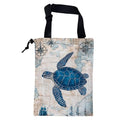 KXWQTRDD Car Garbage Bag Vintage Blue Sea Turtle Sailing Ships Drawstring Car Trash Bag Hanging for Back Seat with Adjustable Buckle Canvas Vehicle Trash Can Easy-to-Install