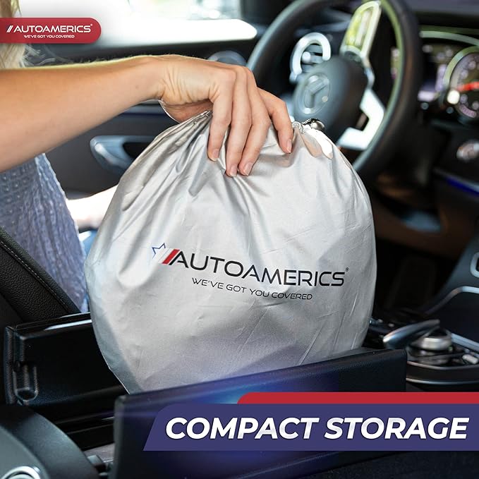 Autoamerics 1-Piece Windshield Sun Shade Standard Silver Foldable Car Front Window Sunshade for Most Cars SUV Truck - Heat Blocker Visor Protector Blocks Max UV Rays and Keeps Your Vehicle Cool Large