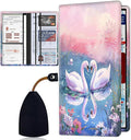Car Registration Holder, Waterproof PU Leather Vehicle Card Document Glove Box Organizer, Women Interior Auto Accessories Case for Cards, Driver License Car Insurance Holder, Swan Oil Painting