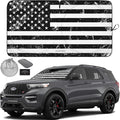 Autoamerics 1-Piece Windshield Sun Shade Grunge B&W American Flag USA Design - Foldable Car Front Window Sunshade for Most Sedans SUV Truck - Blocks Max UV Rays and Keeps Your Vehicle Cool - Medium
