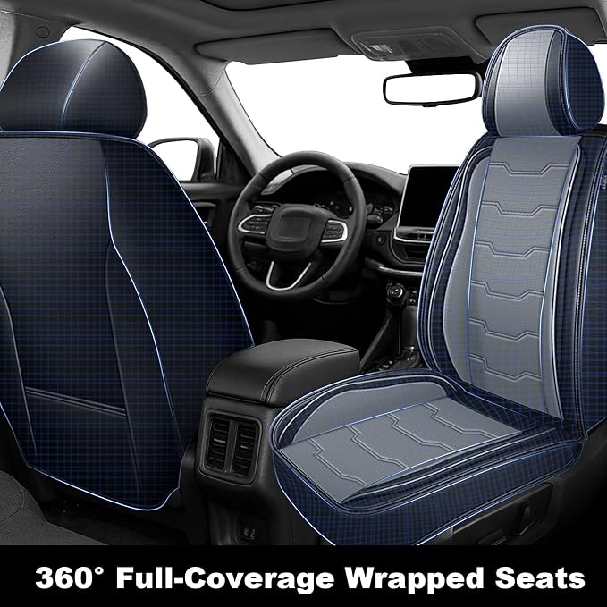 DISUTOGO Seat Covers Fit for Maxima 2011-2023 Front Seat Covers Faux Leather Car Seat Covers Breathable Waterproof Car Seat Protector (2 Seats, Black&Grey)