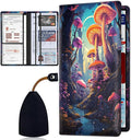 Car Document Holder with Magnetic Shut, Car Registration & Insurance Card Holder, Waterproof PU Leather Glove Box Organizer Vehicle Accessories Driver License for Women/Men, Colorful Mushrooms