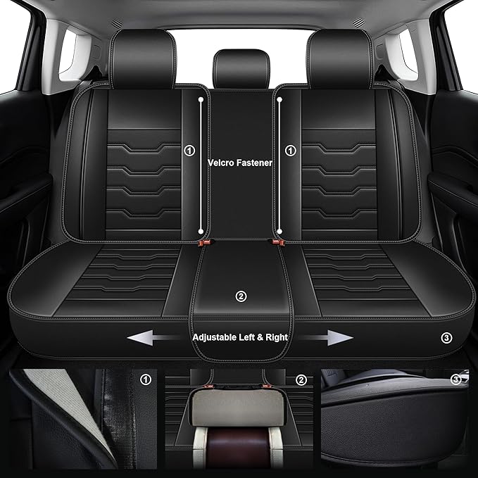 DISUTOGO Seat Covers Fit for Juke 2011-2017 Front Seat Covers Faux Leather Car Seat Covers Breathable Waterproof Car Seat Protector (2 Seats, Black)