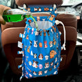 FLOCK THREE Leak-Proof Waterproof Car Trash Bag Foldable Multipurpose Trash bin Container Storage Cute Grocery Organizer Bag for Automotive Front or Back Seat in Cars SUVs and Trucks (Dog Family)