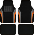CAR PASS Leather Sporty Car Floor Mats Carpet, Universal Waterproof Automotive Floor Mat Fit for Sedans, Cars, Mid Trucks, Vans, SUV, Set of 4 (Black and Orange)