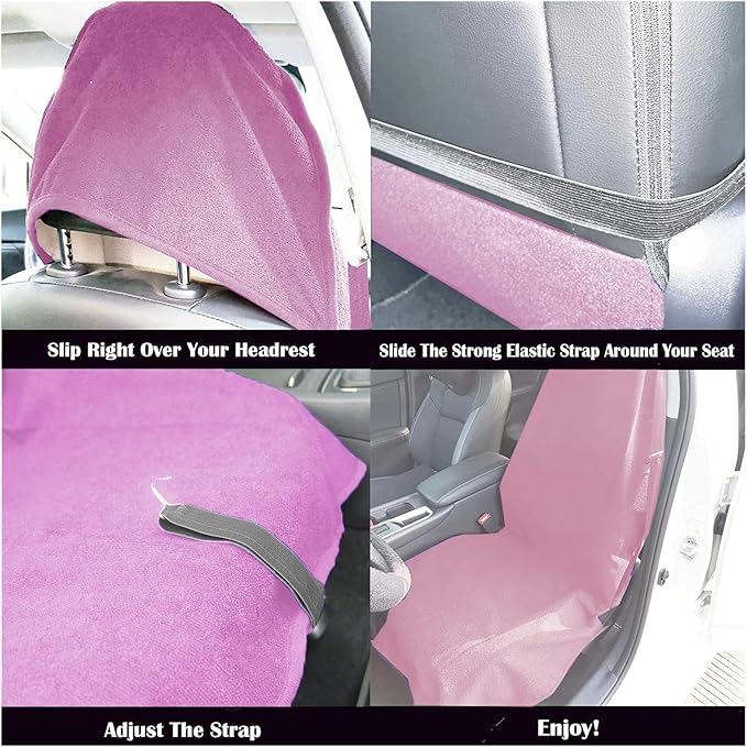 LoyaGour Car Seat Cover Protector Front Seats,for Gym Workout,Running,Swimming,Beach and Hiking,Waterproof Sweat Towel Bucket Seat Covers for Cars SUV Trucks (Pink, 1Pcs)