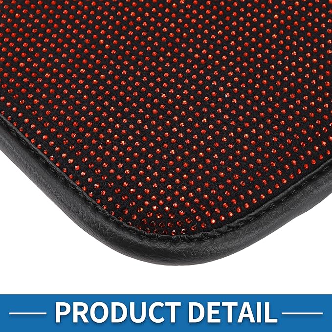 Car Armrest Cushion Pad Non-slip 12.20"x8.66" Seat Box Cover Protector Rhinestone Red Center Console Lid