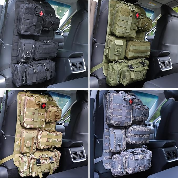BXBXHD 6 Pack Tactical Truck Organizer Back Seat Storage Car Seat Storage Bag Molle Panels for vehicles, Car and SUV with Lots of Handy Compartments (Acu)