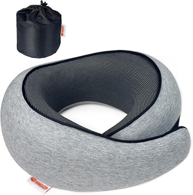 HWGIZP Travel Pillow | High-Density Memory Foam Pillow with 360° Surround Support. Ergonomically Designed. Ideal for Airplane Travel and Home Use.