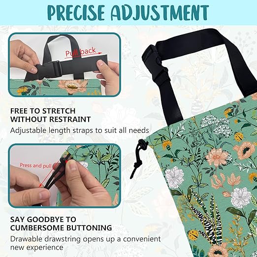 KXWQTRDD Car Garbage Bag Blooming Floral and Leaves Drawstring Car Trash Bag Hanging for Back Seat with Adjustable Buckle Canvas Vehicle Trash Can Easy-to-Install