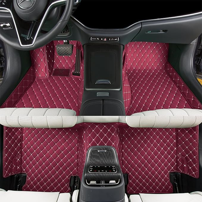 Luxury car Floor mats are for 99% of Vehicle Models,All Weather car Floor mats Provide Comprehensive Protection for Vehicles,Floor mats for car Personalized Customization! (Wine red Rice)