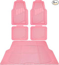 CAR PASS Heavy Duty Rubber Floor Mats Pink Car Mats Full Set with Trunk Cargo Liner - Universal Waterproof Floor Mats for Car SUV Truck, Durable All Weather Liner Mats Automotive Women (All Pink)