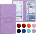 Peisicne Car Registration and Insurance Card Holder for Women Men, Purple Glove Box Paperwork Organizer with Magnetic Buckle for Easy Access and Protect Documents and Various Cards in Vehicle