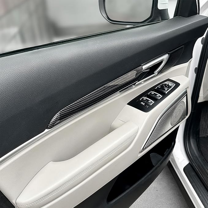 Amzcar Car Door Handle Protector, Car Exterior Door Handle Bowl Cover Trim, Outer Cup Bowl Scratches Protector Decorative, Compatible with Kia Telluride 2020-2024 Accessories (Carbon Fiber Pattern)
