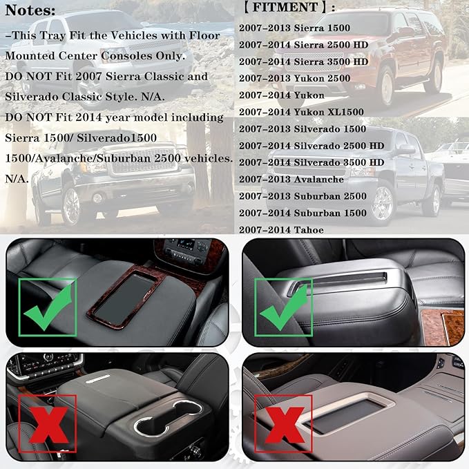 Center Console Armrest Wireless Charging Compatible with 2007 2008 2009 2010 2011 2012 2013 Chevy Silverado,Avalanche, Suburban,Tahoe/GMC Yukon, Sierra Center Console lid Wireless Charger