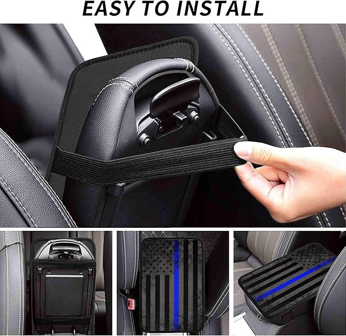 THOEWONG Unique American Flag Center Console Pad, Auto Armrest Seat Box Cover for Men Women, Universal Cushion Protector Pad, Patriotic Car Interior Protection Accessories for Most Vehicle